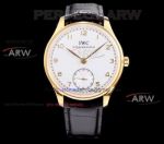 Perfect Replica IWC Portugieser Automatic Watches - Yellow Gold Case Black Leather Band 